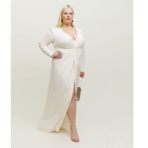 Reformation Plus Size Bridal Gatsby Long Sleeve Maxi Dress in Ivory Size 20 NWT